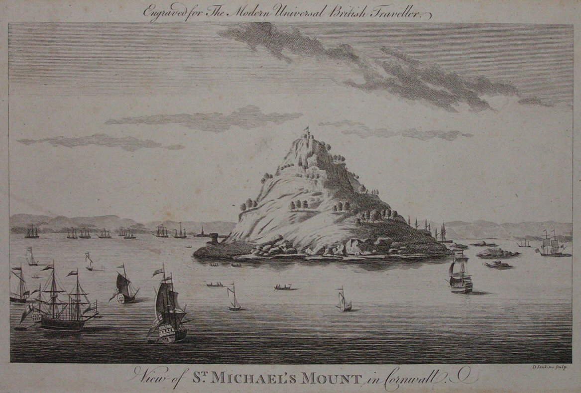 Print - View of St. Michael's Mount in Cornwall. - Jenkins